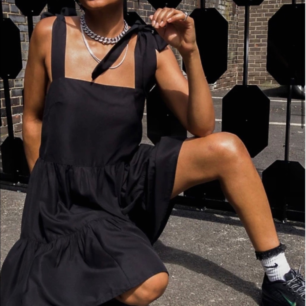 ASOS COLLUSION tie strap tiered mini dress